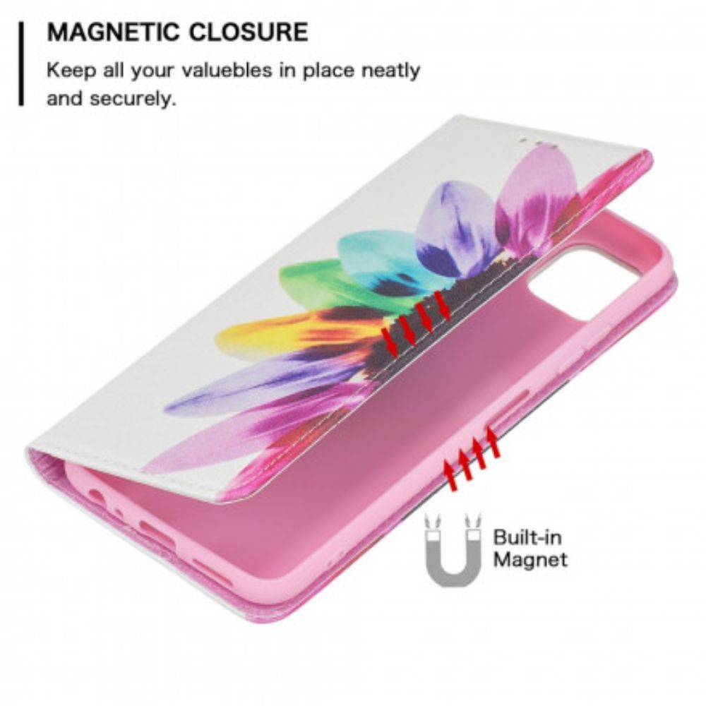 Bescherming Hoesje voor Samsung Galaxy A22 5G Folio-hoesje Aquarel Bloem