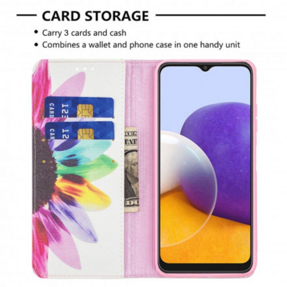 Bescherming Hoesje voor Samsung Galaxy A22 5G Folio-hoesje Aquarel Bloem