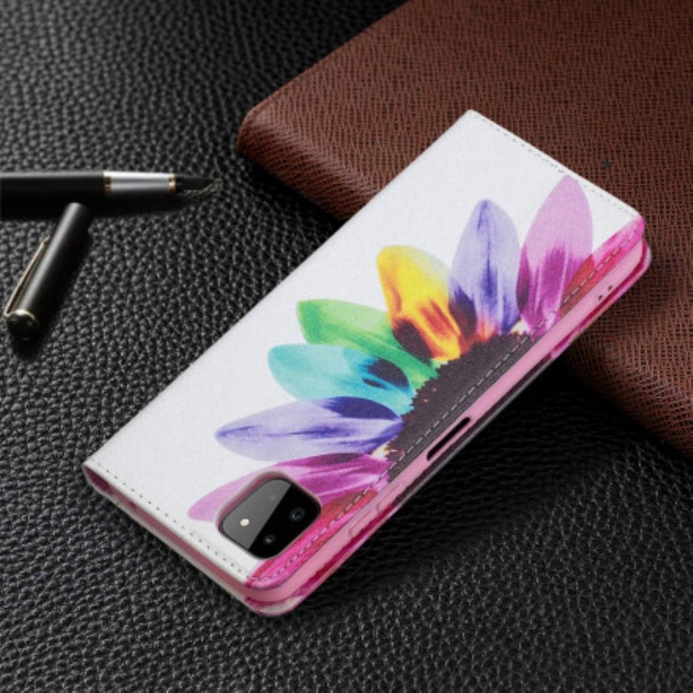 Bescherming Hoesje voor Samsung Galaxy A22 5G Folio-hoesje Aquarel Bloem