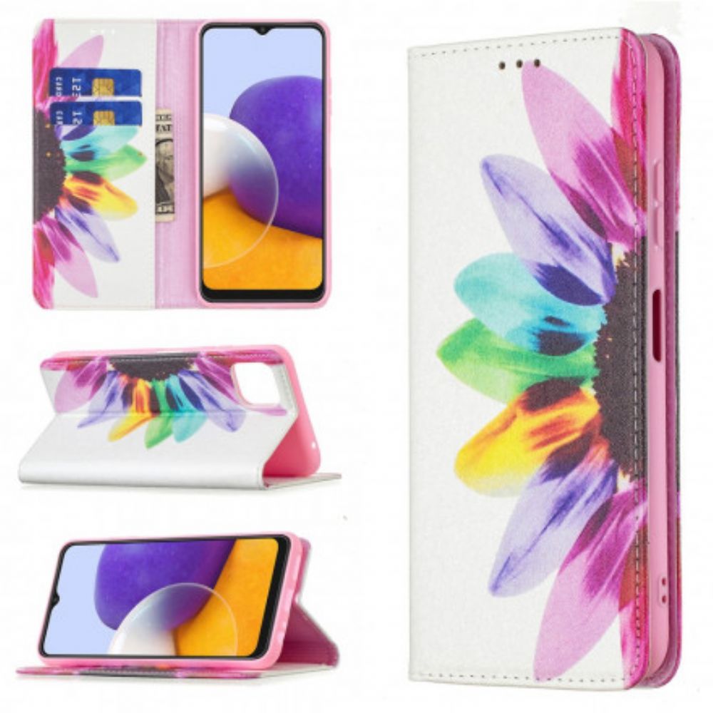 Bescherming Hoesje voor Samsung Galaxy A22 5G Folio-hoesje Aquarel Bloem