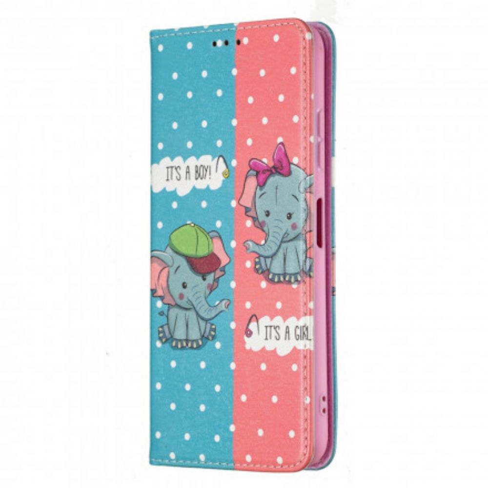Bescherming Hoesje voor Samsung Galaxy A22 5G Folio-hoesje Babyolifanten