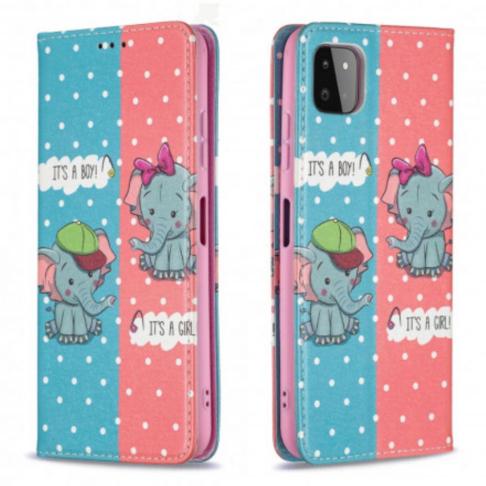 Bescherming Hoesje voor Samsung Galaxy A22 5G Folio-hoesje Babyolifanten