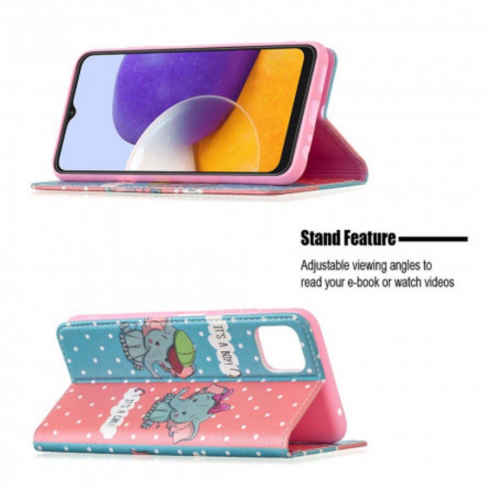 Bescherming Hoesje voor Samsung Galaxy A22 5G Folio-hoesje Babyolifanten