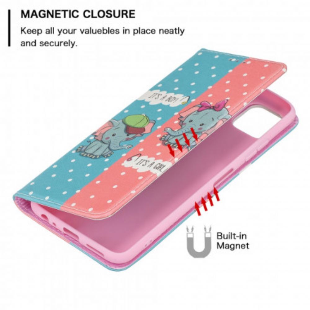 Bescherming Hoesje voor Samsung Galaxy A22 5G Folio-hoesje Babyolifanten