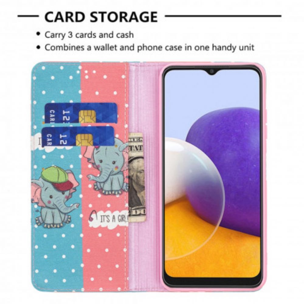 Bescherming Hoesje voor Samsung Galaxy A22 5G Folio-hoesje Babyolifanten