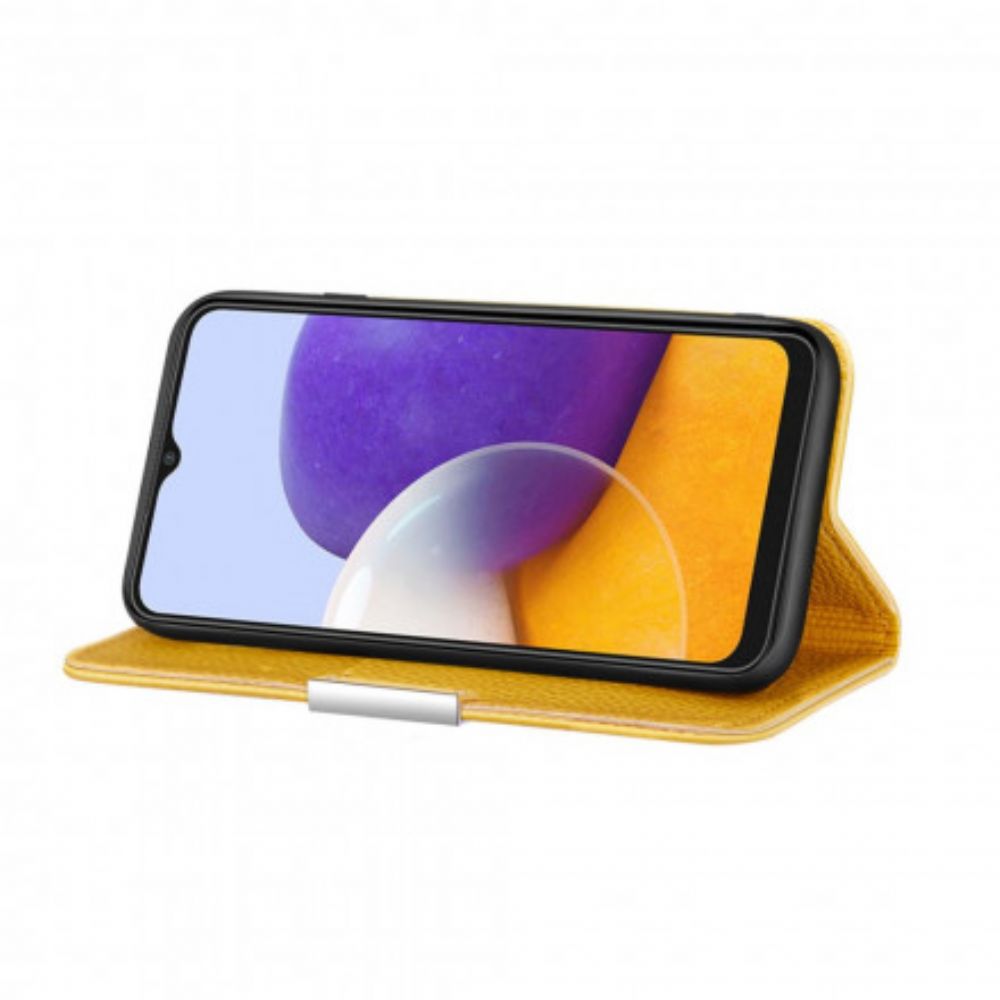 Bescherming Hoesje voor Samsung Galaxy A22 5G Folio-hoesje Ultra Chique Litchi Kunstleer