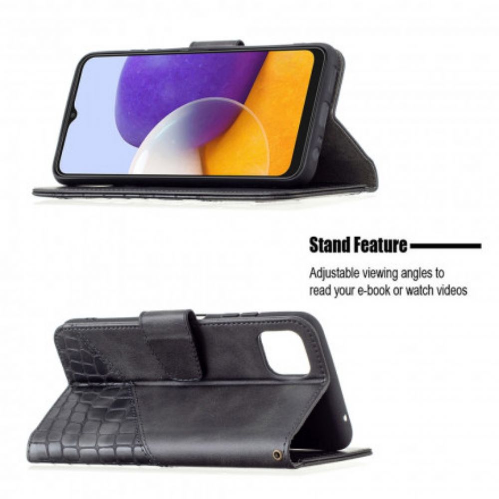 Folio-hoesje voor Samsung Galaxy A22 5G Klassiek Krokodillenleereffect