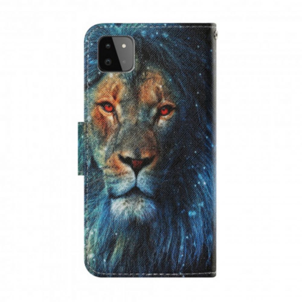 Folio-hoesje voor Samsung Galaxy A22 5G Leeuw Met Koord