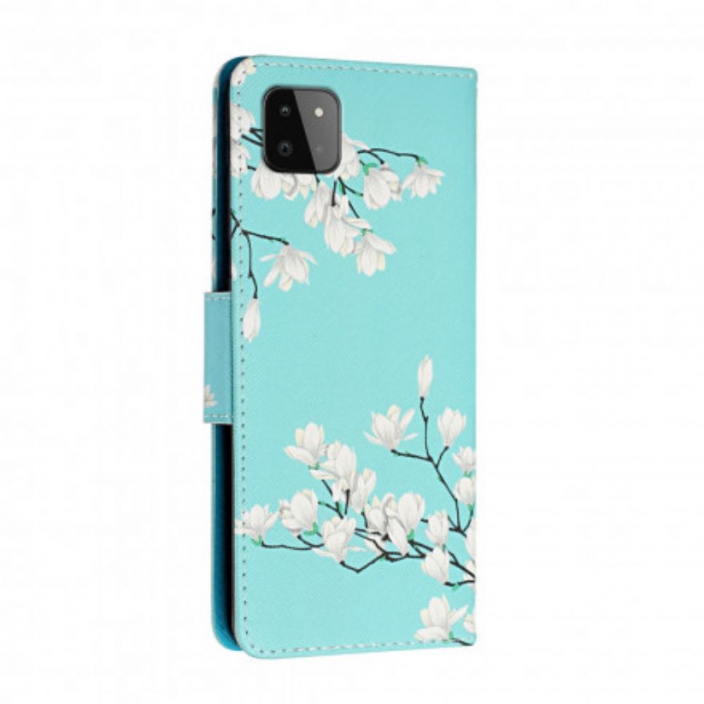 Folio-hoesje voor Samsung Galaxy A22 5G Met Ketting Thong Bloemenboom