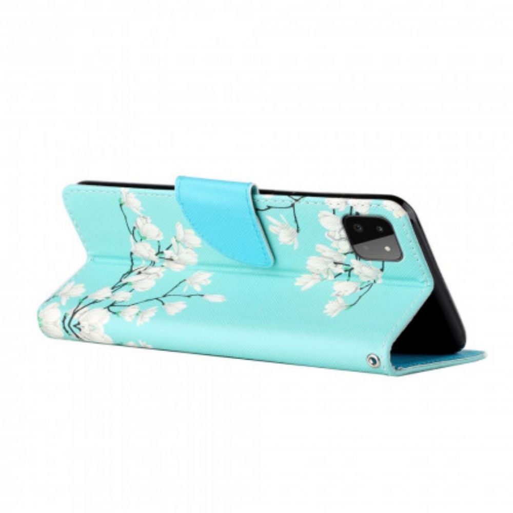 Folio-hoesje voor Samsung Galaxy A22 5G Met Ketting Thong Bloemenboom