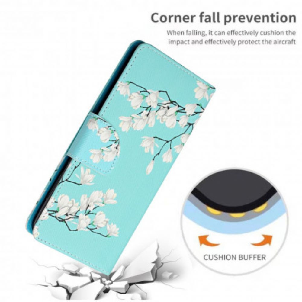 Folio-hoesje voor Samsung Galaxy A22 5G Met Ketting Thong Bloemenboom
