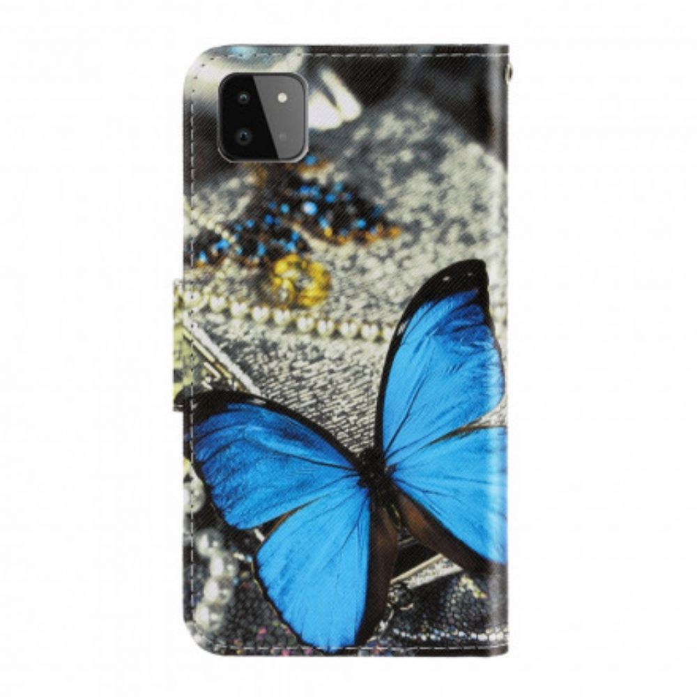 Folio-hoesje voor Samsung Galaxy A22 5G Met Ketting Vlinderriem Variaties