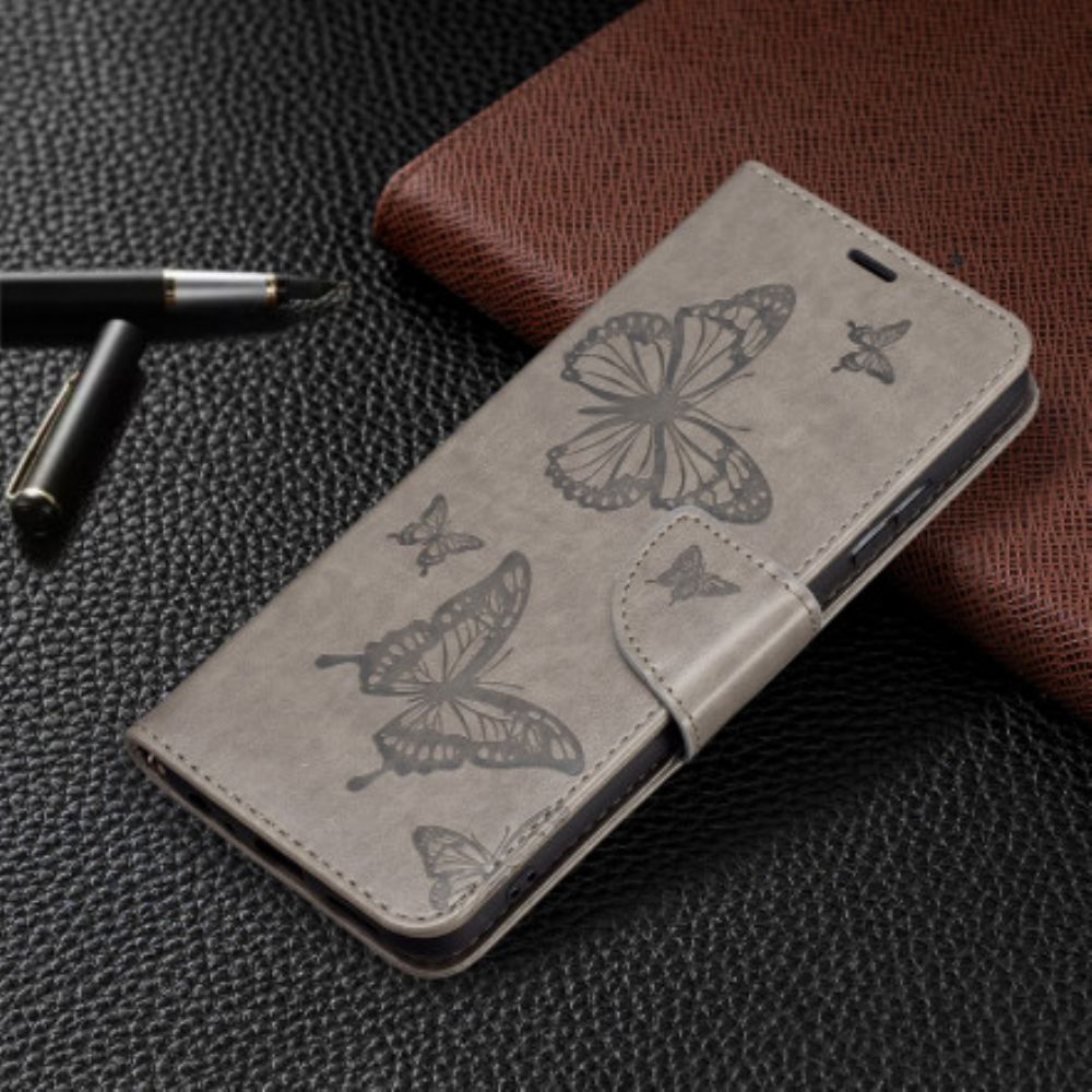 Folio-hoesje voor Samsung Galaxy A22 5G Vlinders Tijdens De Vlucht Met Lanyard