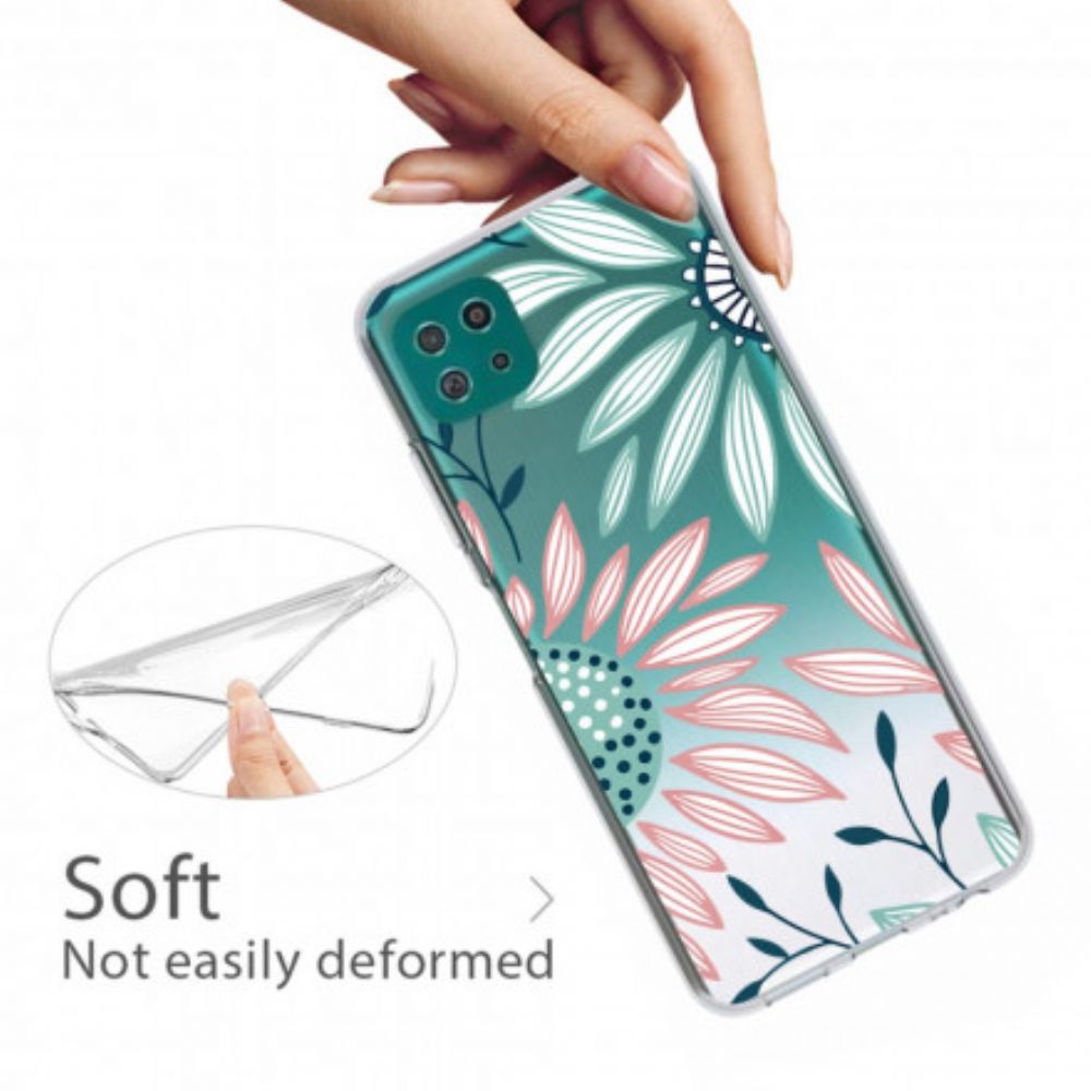 Hoesje voor Samsung Galaxy A22 5G Transparante Één Bloem