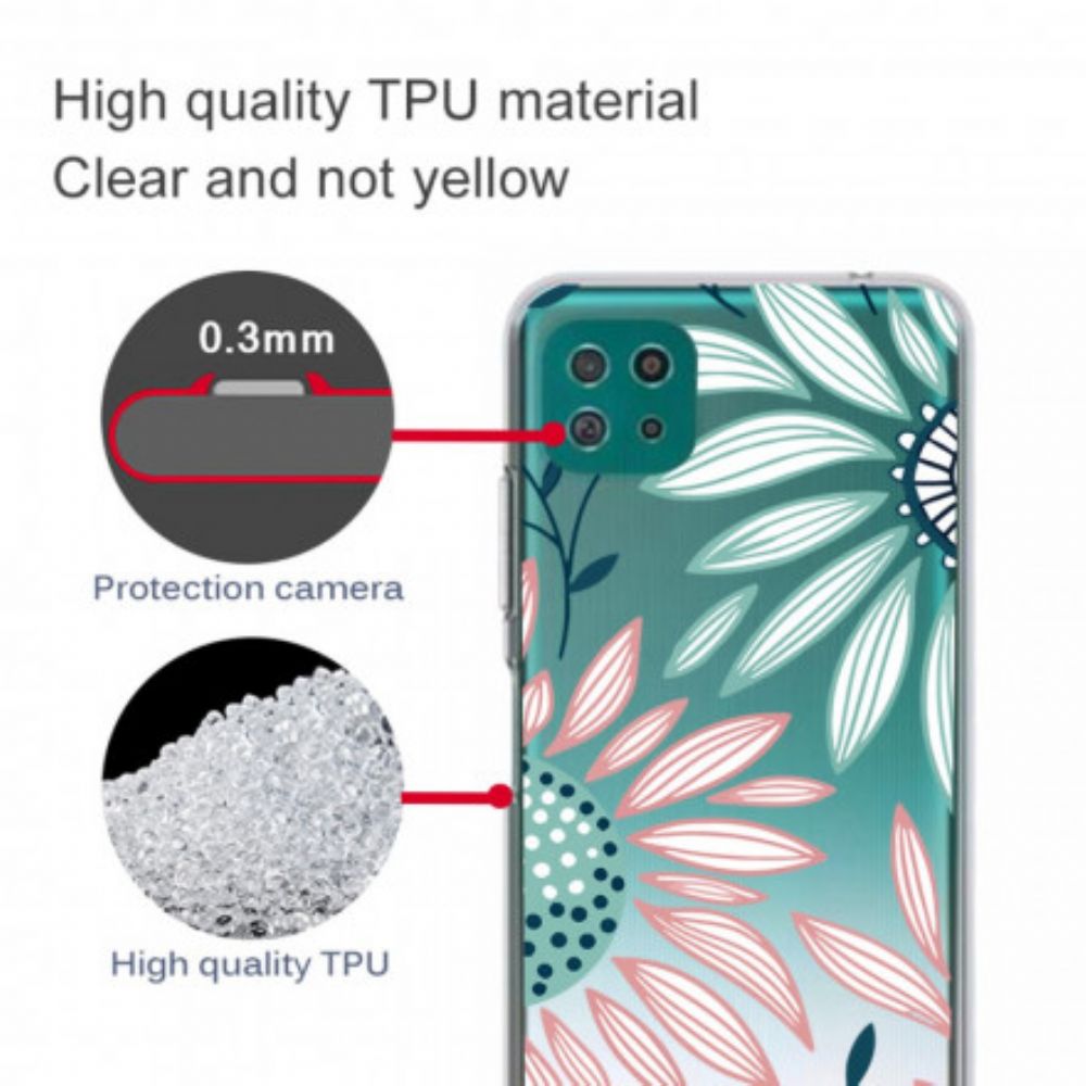 Hoesje voor Samsung Galaxy A22 5G Transparante Één Bloem