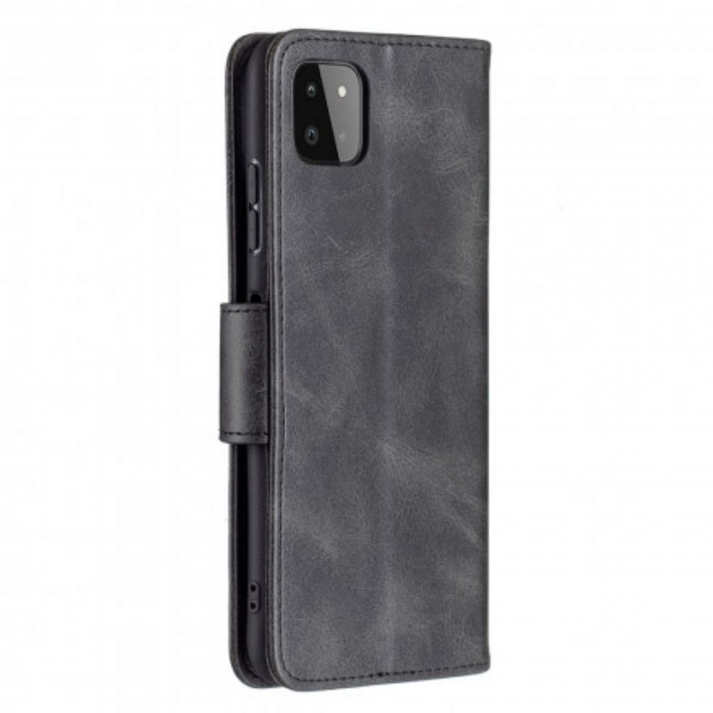 Leren Hoesje voor Samsung Galaxy A22 5G Folio-hoesje Gladde Schuine Klep