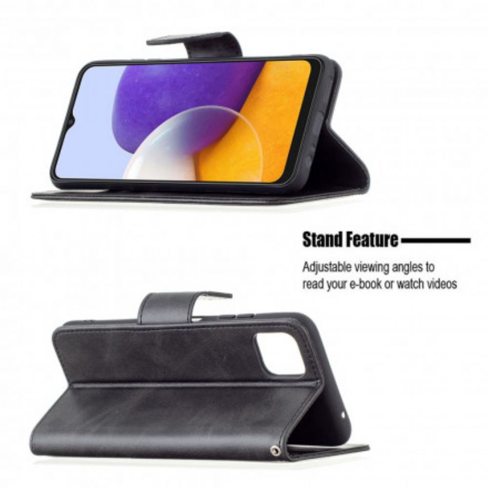 Leren Hoesje voor Samsung Galaxy A22 5G Folio-hoesje Gladde Schuine Klep