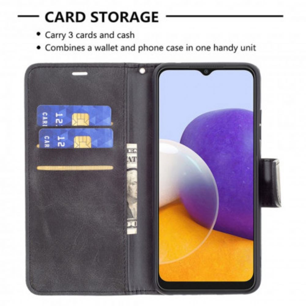 Leren Hoesje voor Samsung Galaxy A22 5G Folio-hoesje Gladde Schuine Klep