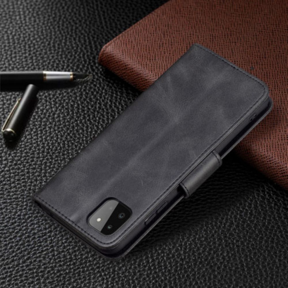 Leren Hoesje voor Samsung Galaxy A22 5G Folio-hoesje Gladde Schuine Klep