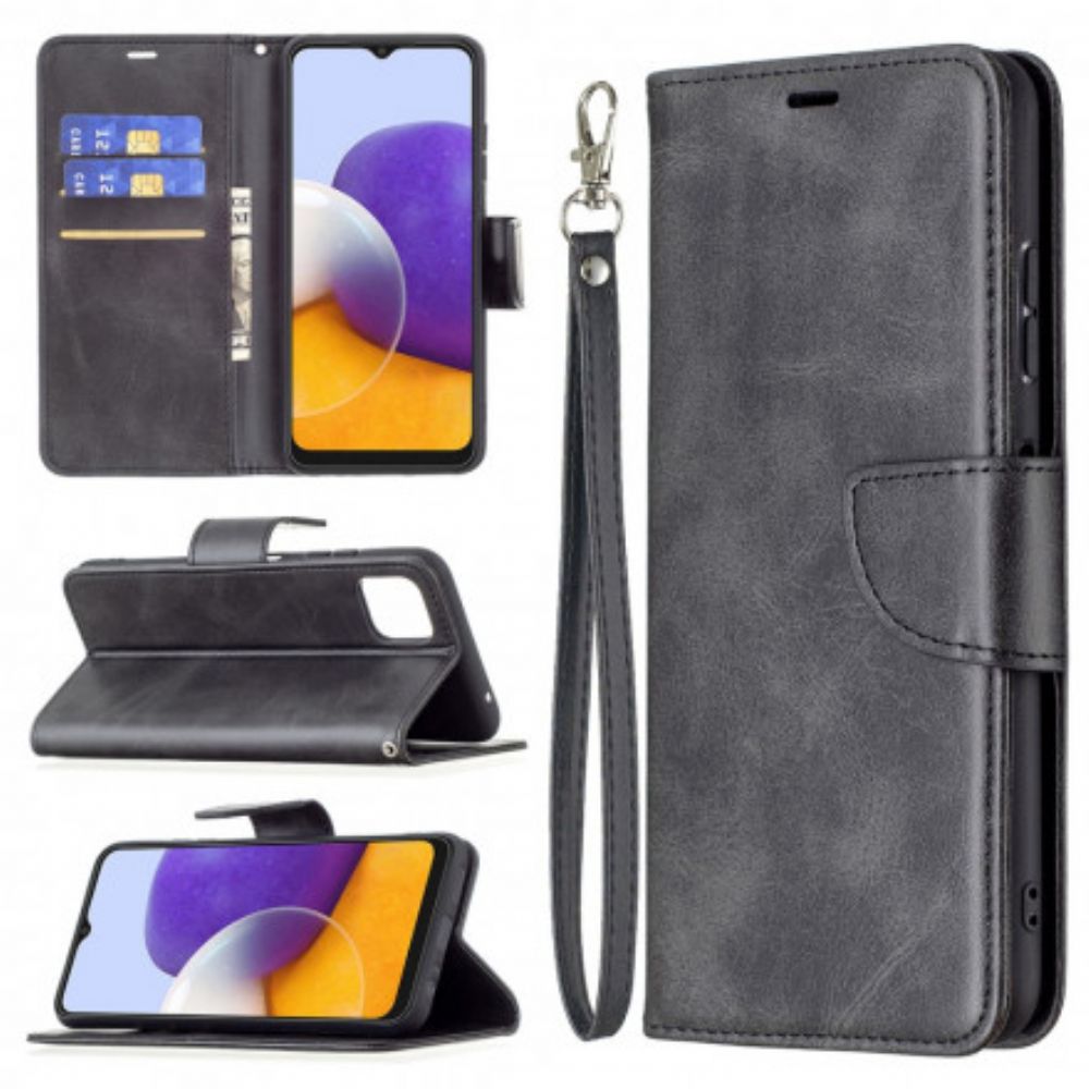 Leren Hoesje voor Samsung Galaxy A22 5G Folio-hoesje Gladde Schuine Klep