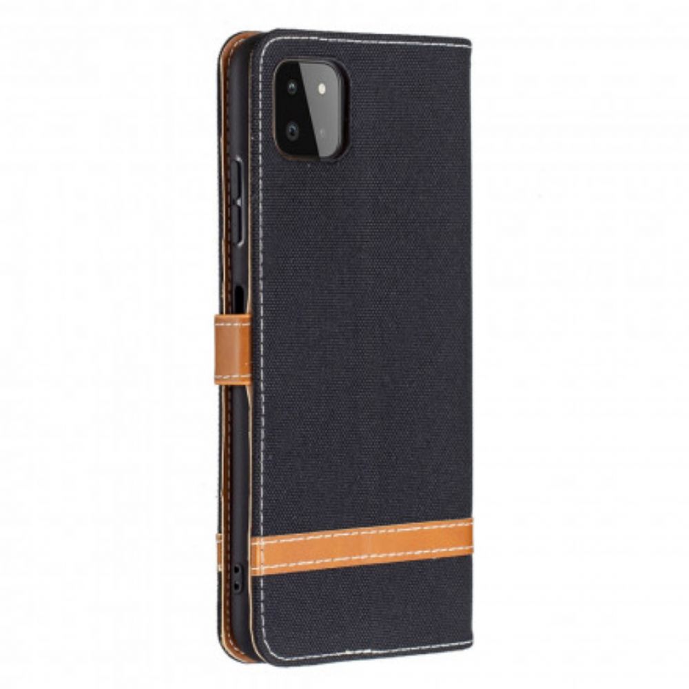 Leren Hoesje voor Samsung Galaxy A22 5G Met Ketting Band Met Stof En Leereffect