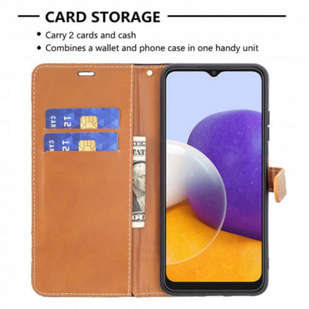 Leren Hoesje voor Samsung Galaxy A22 5G Met Ketting Band Met Stof En Leereffect