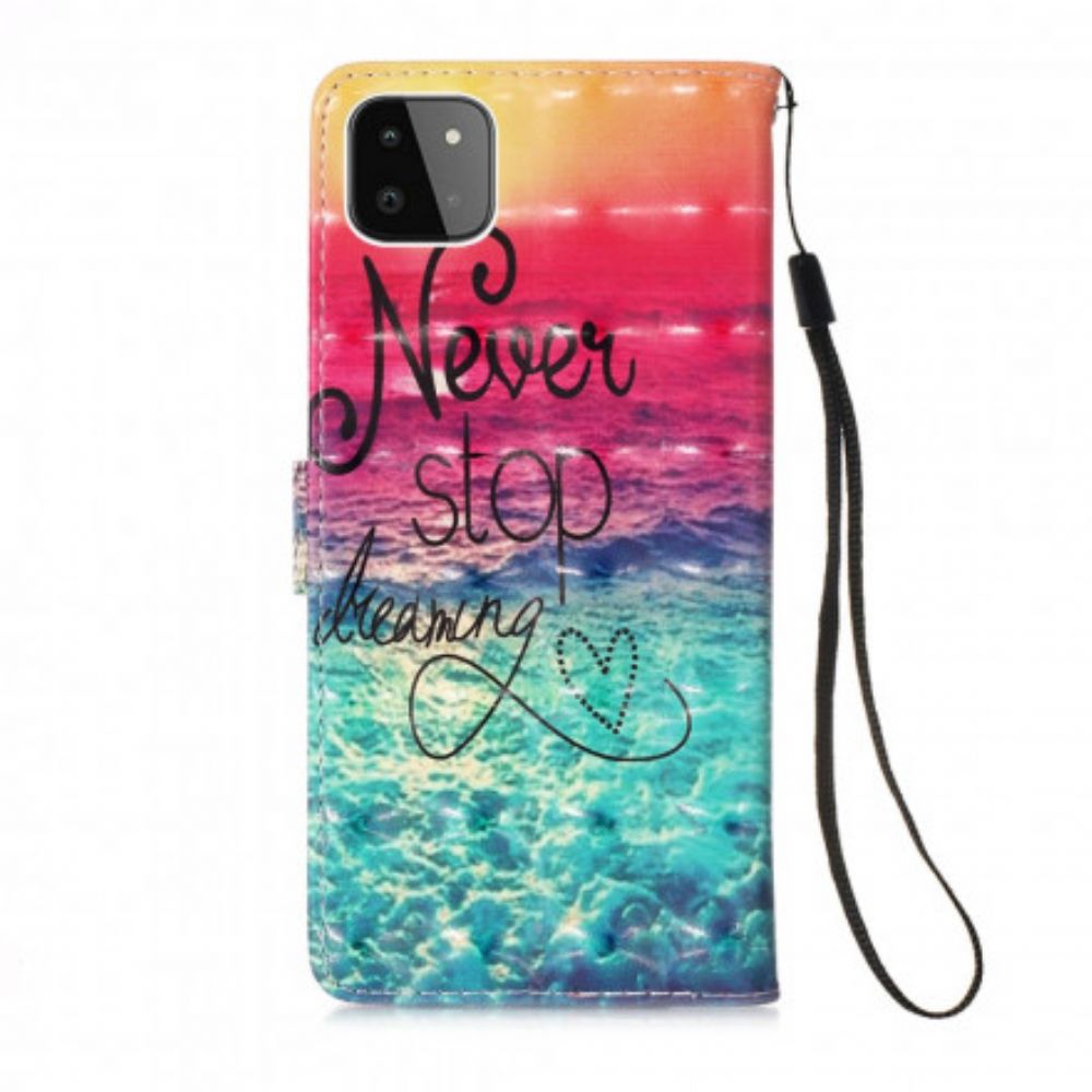 Leren Hoesje voor Samsung Galaxy A22 5G Stop Nooit Met Dromen