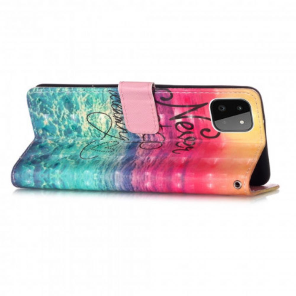 Leren Hoesje voor Samsung Galaxy A22 5G Stop Nooit Met Dromen