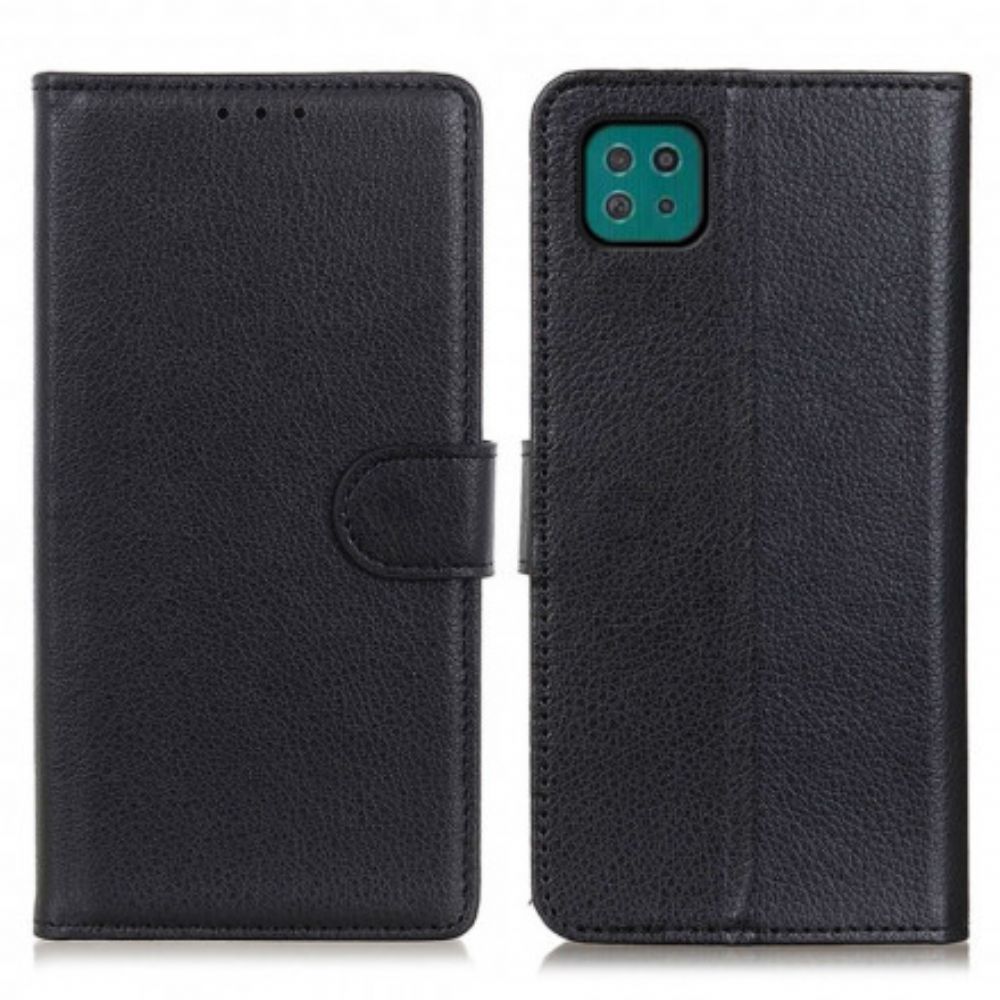 Leren Hoesje voor Samsung Galaxy A22 5G Traditioneel Litchi-kunstleer