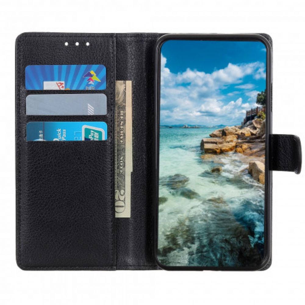 Leren Hoesje voor Samsung Galaxy A22 5G Traditioneel Litchi-kunstleer