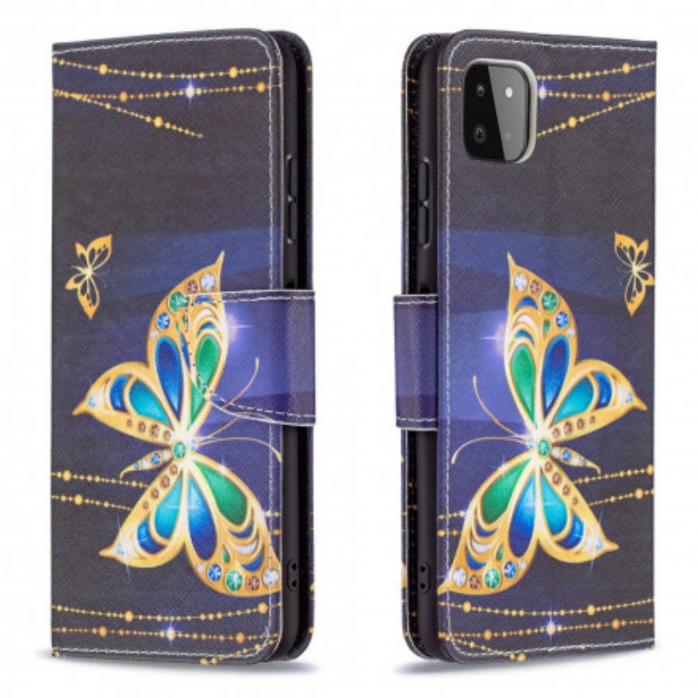Leren Hoesje voor Samsung Galaxy A22 5G Vlinders Koningen