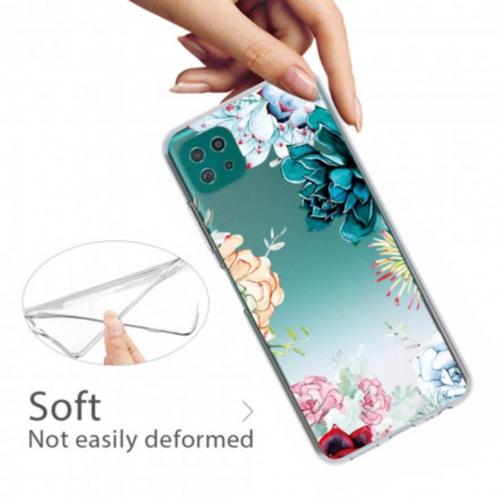 Telefoonhoesje voor Samsung Galaxy A22 5G Naadloze Aquarelbloemen