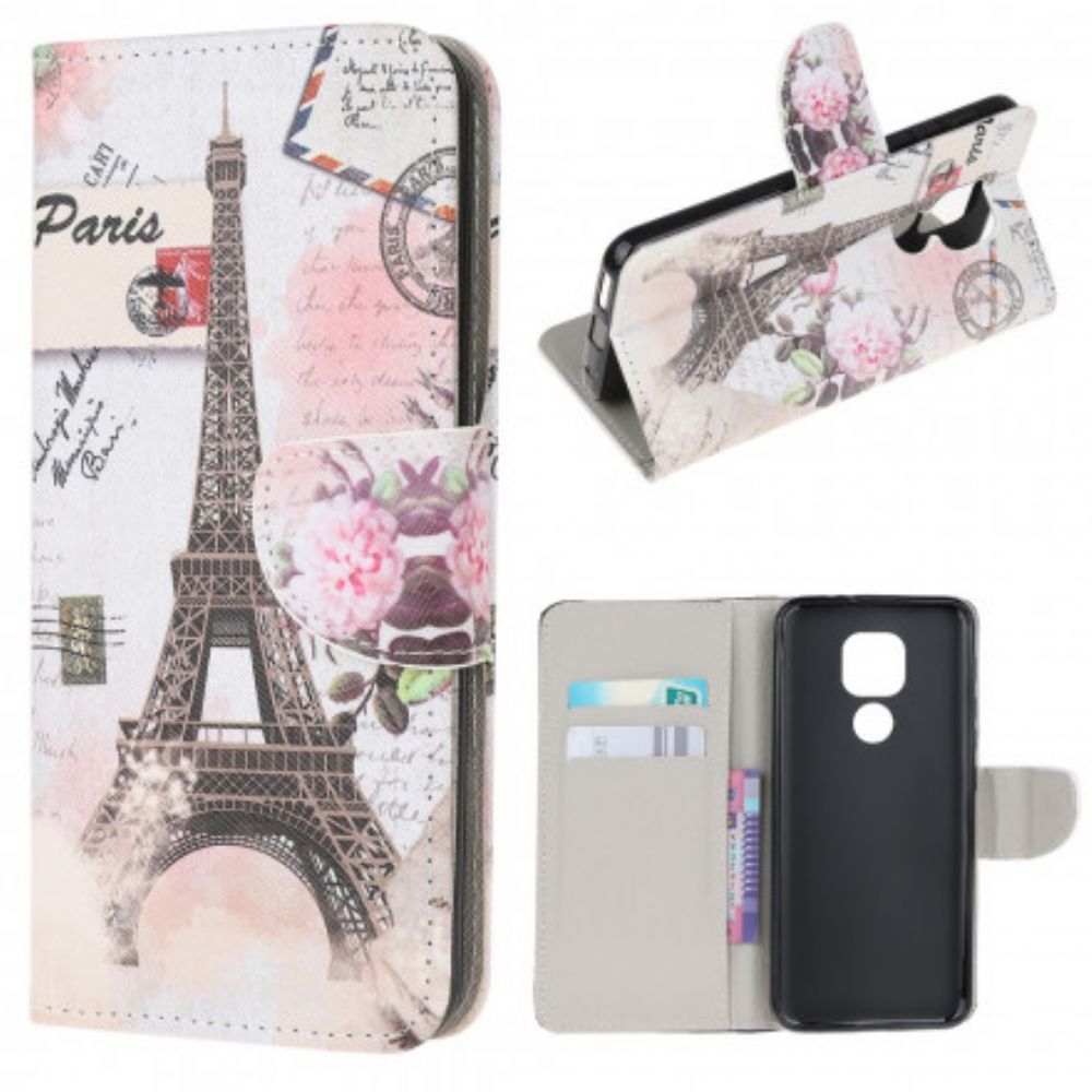 Folio-hoesje voor Moto G9 Play Retro Eiffeltoren