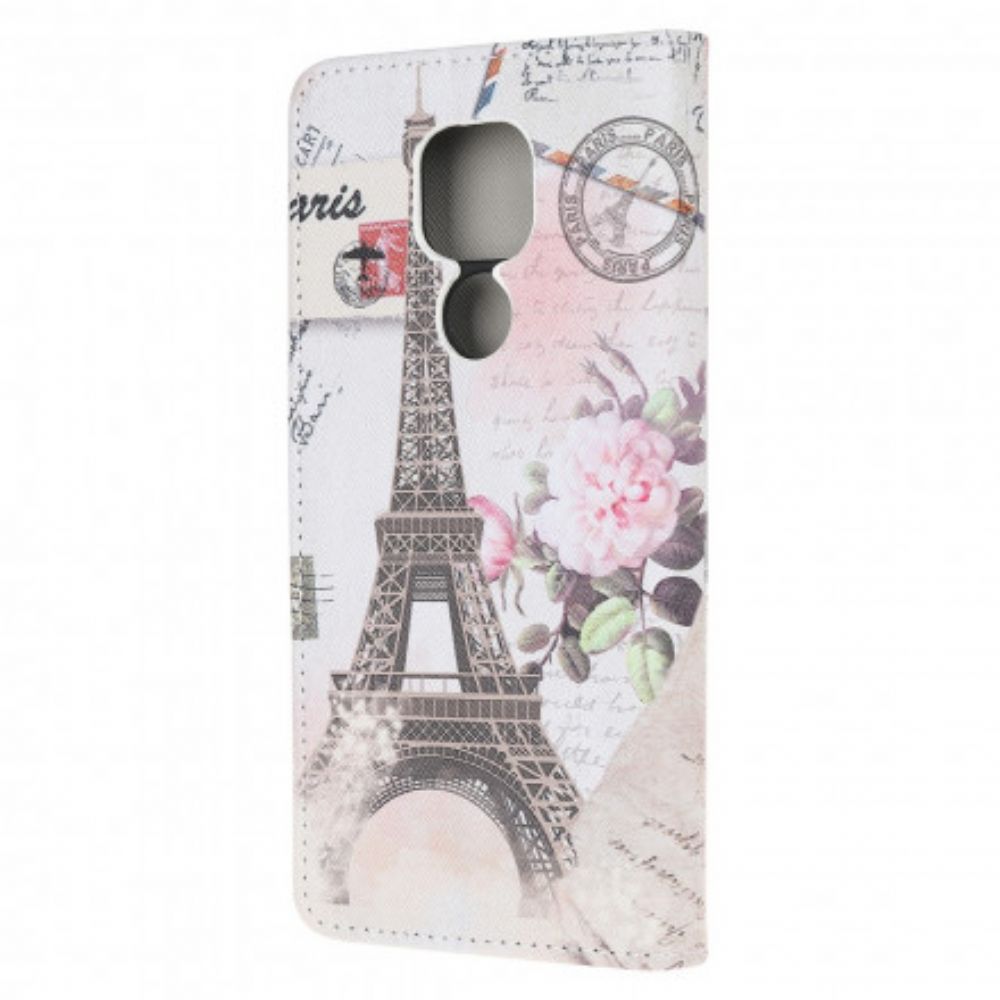 Folio-hoesje voor Moto G9 Play Retro Eiffeltoren