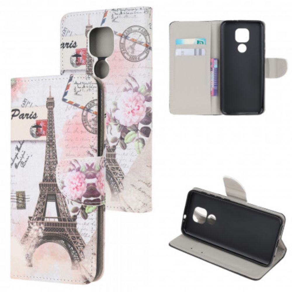 Folio-hoesje voor Moto G9 Play Retro Eiffeltoren