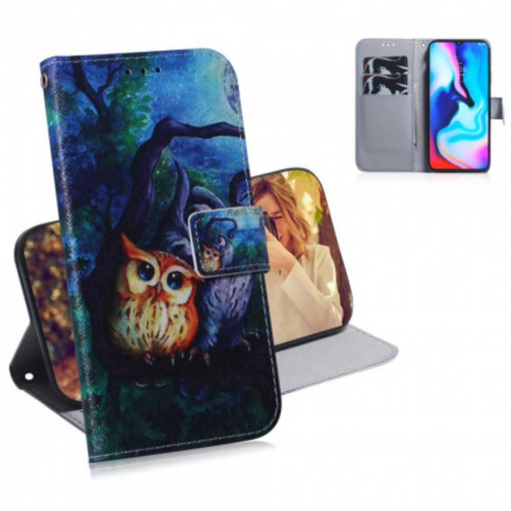 Folio-hoesje voor Moto G9 Play Uilen Schilderen