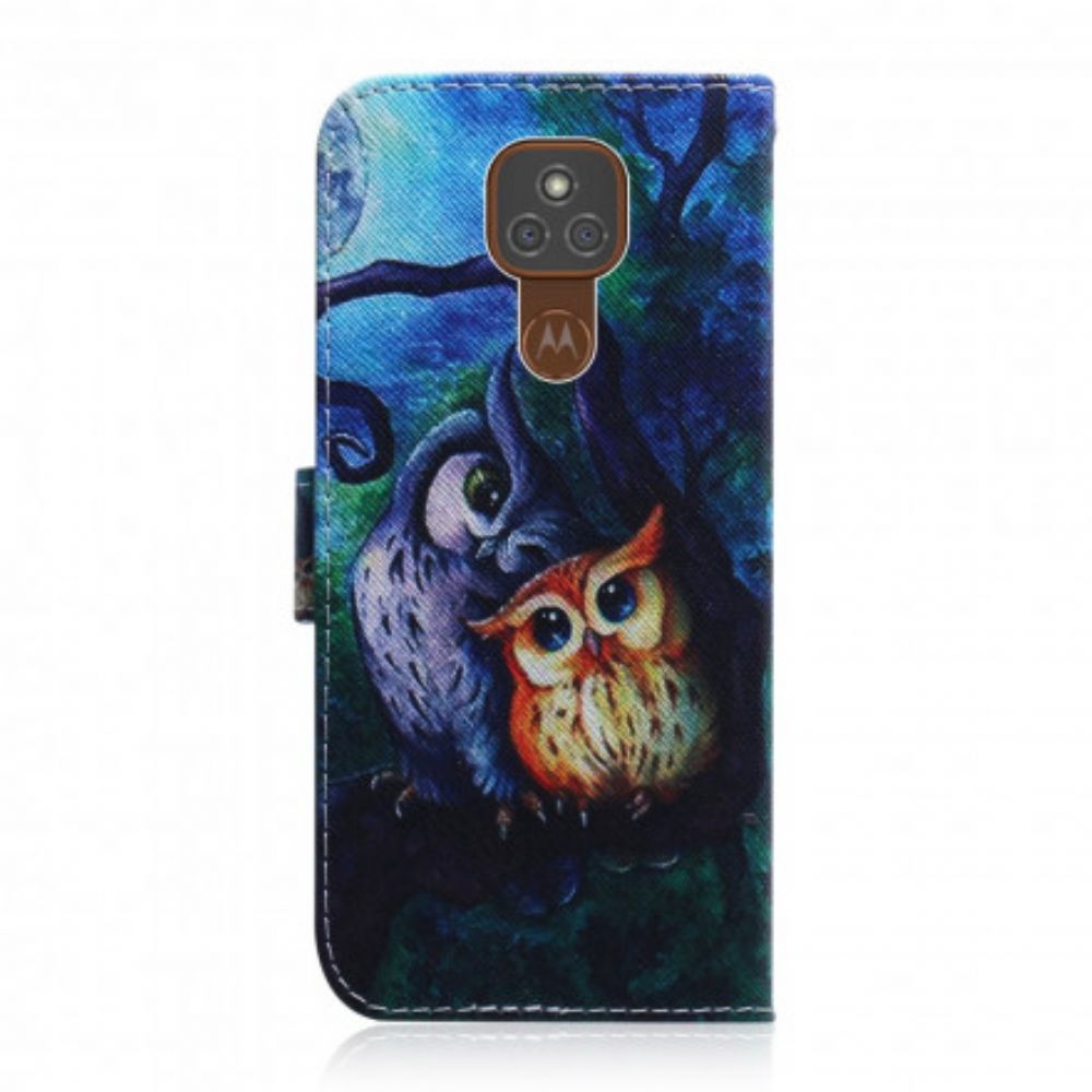 Folio-hoesje voor Moto G9 Play Uilen Schilderen
