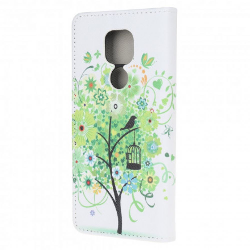 Leren Hoesje voor Moto G9 Play Bloeiende Boom