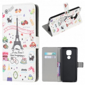 Leren Hoesje voor Moto G9 Play Ik Hou Van Parijs