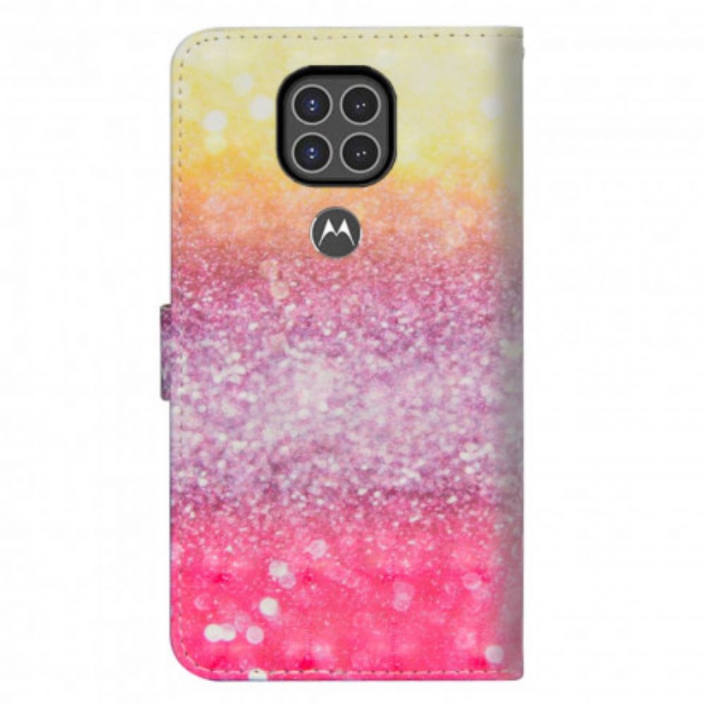 Leren Hoesje voor Moto G9 Play Magenta Glitterverloop