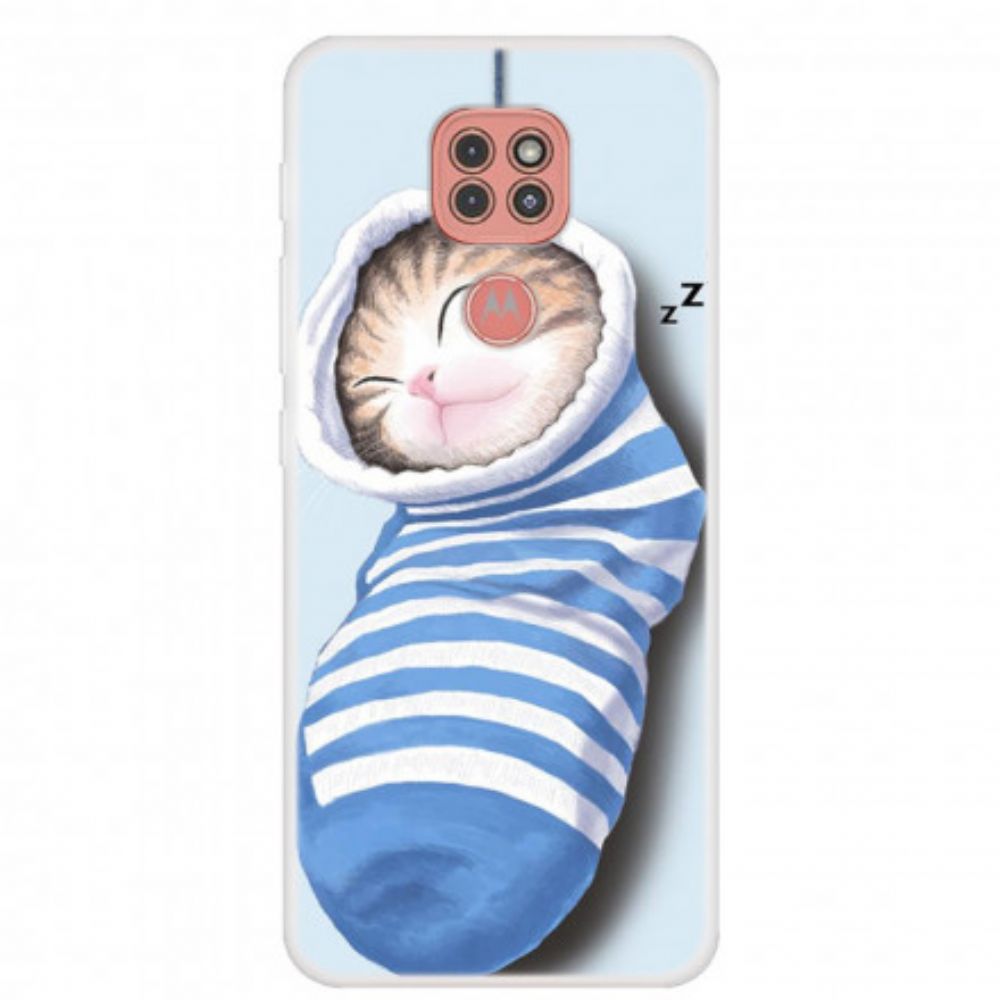 Telefoonhoesje voor Moto G9 Play Slapende Kitten