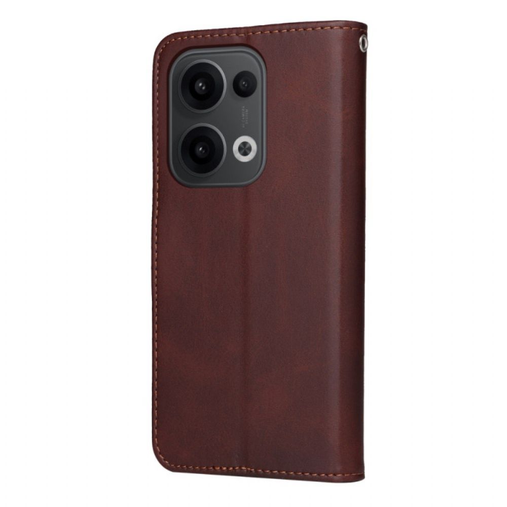 Bescherming Hoesje Oppo Reno 13 5g Effen Leerlook Met Bandje