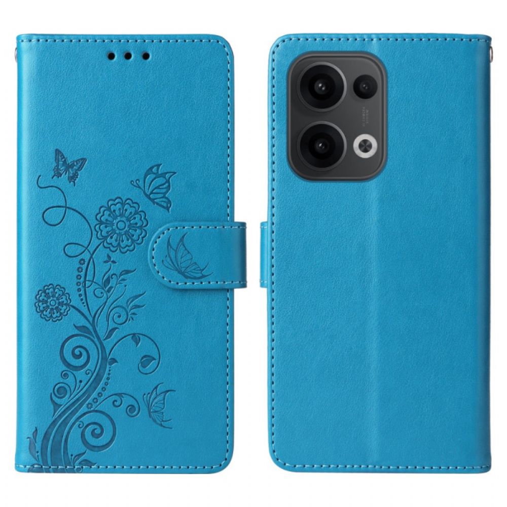 Flip Case Leren Oppo Reno 13 5g Bloemen