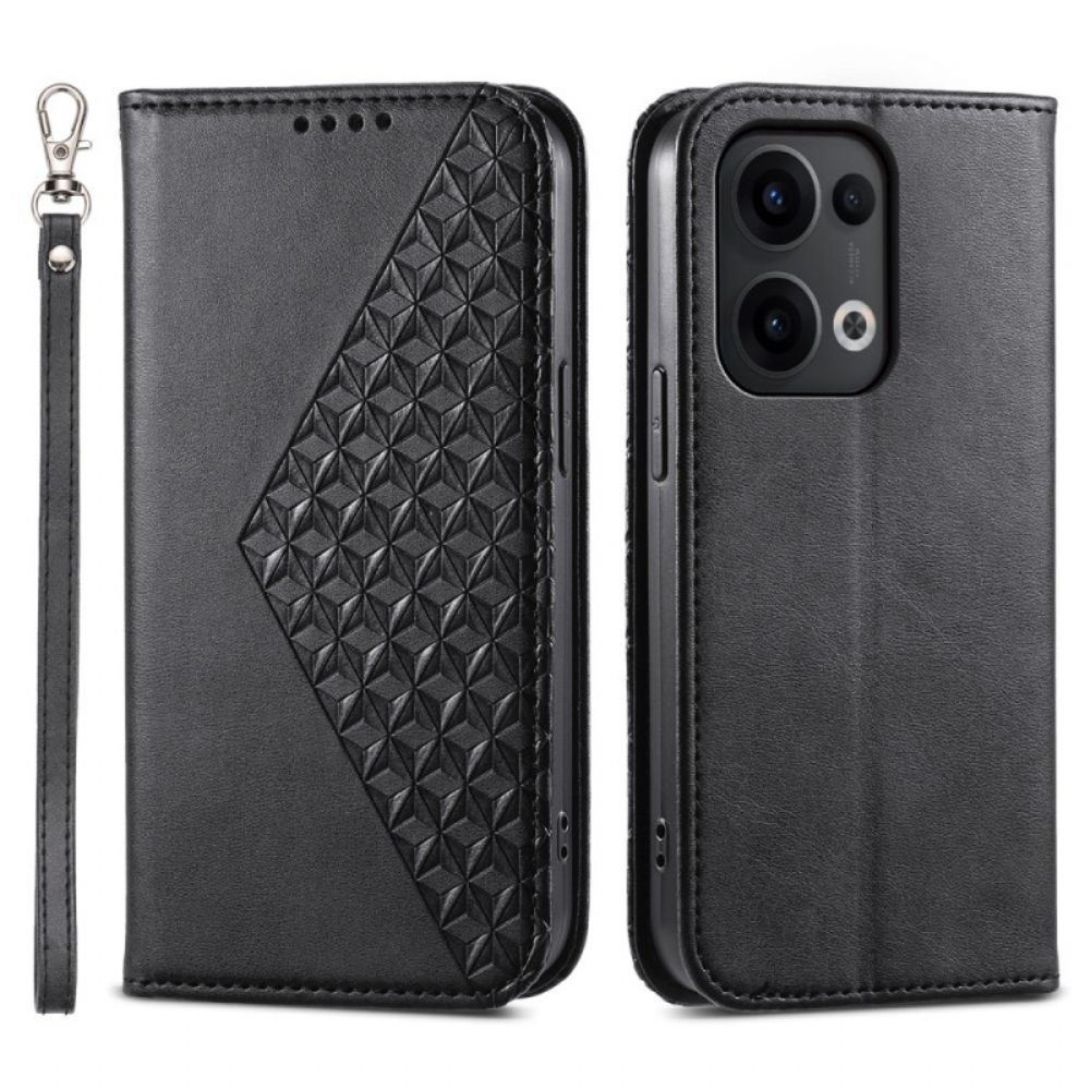 Folio-hoesje Oppo Reno 13 5g Diamantpatroon Met Bandje