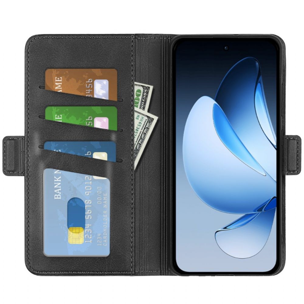 Leren Hoesje Oppo Reno 13 5g Dubbele Sluiting Bescherming Hoesje