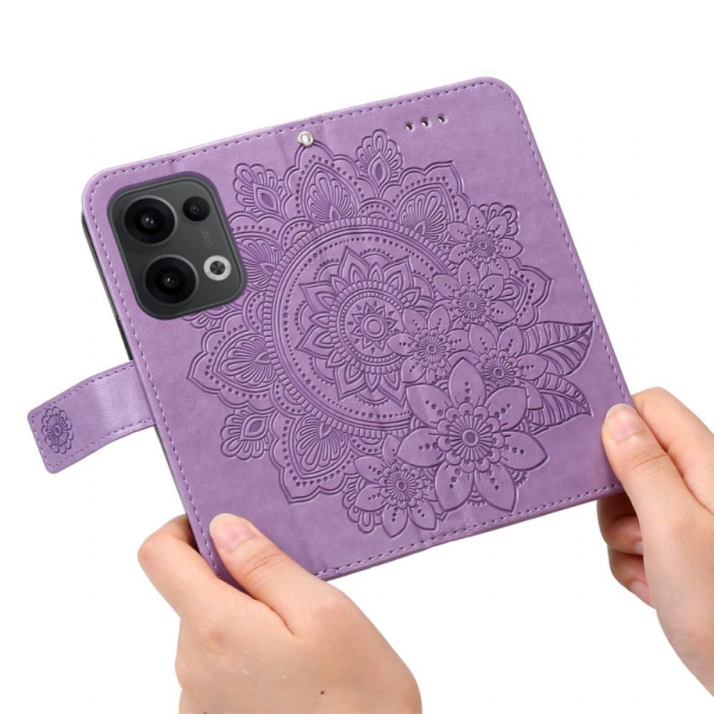 Leren Hoesje Oppo Reno 13 5g Mandala-print Met Bandje Bescherming Hoesje