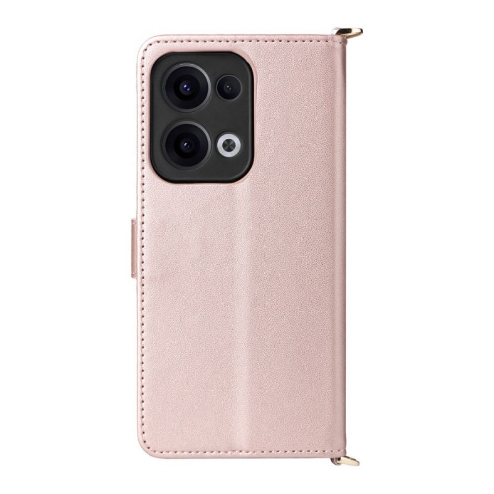 Leren Hoesje Oppo Reno 13 5g Retro Design Met Bandje En Schouderband