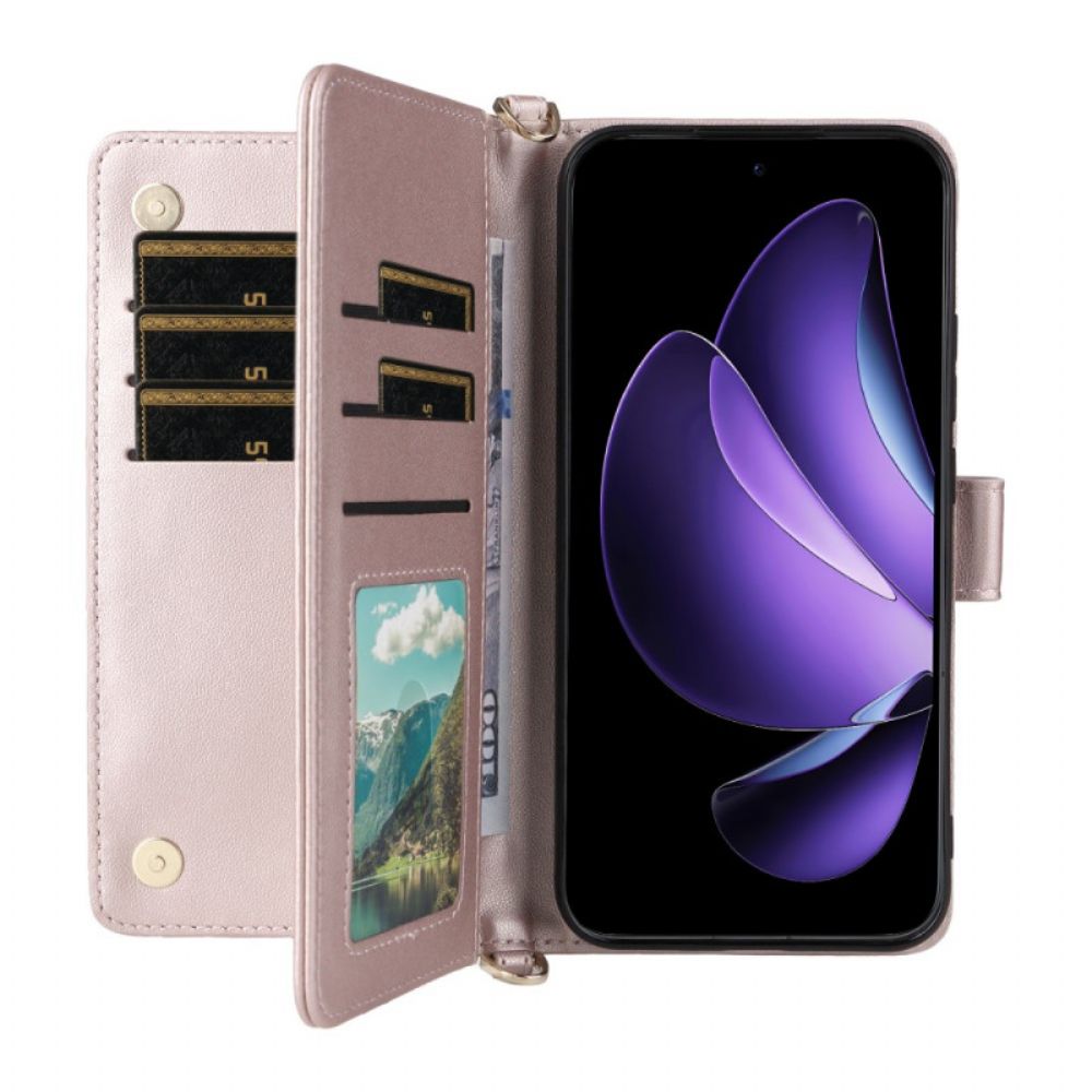 Leren Hoesje Oppo Reno 13 5g Retro Design Met Bandje En Schouderband