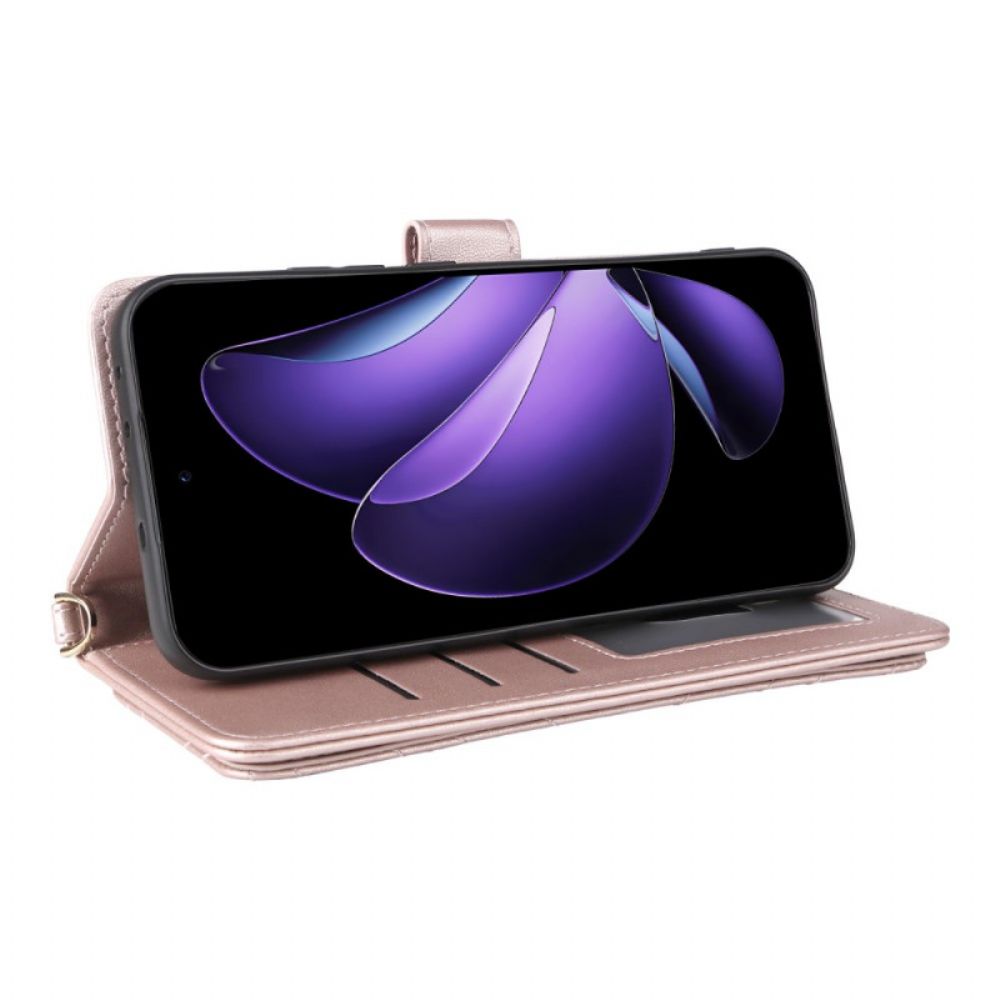 Leren Hoesje Oppo Reno 13 5g Retro Design Met Bandje En Schouderband