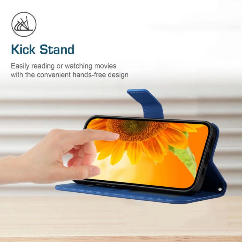 Leren Hoesje Oppo Reno 13 5g Zonnebloemprint Met Bandje Bescherming Hoesje